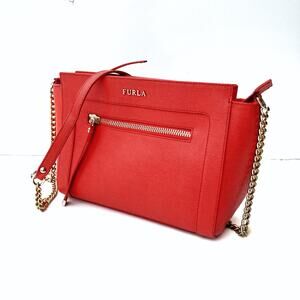 Furla Red Saffiano Leather Crossbody | Chic Modern Minimalist x Parisian Edge